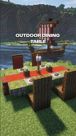 How to make Outdoor dining table in minecraft #minecraft