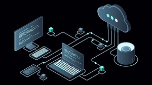 Download Cloud technology computing animation. Modern cloud technology. Data center isometric concept. Isometric cloud technology with datacenter. Web hosting concept. Transparent background with alpha channel for free