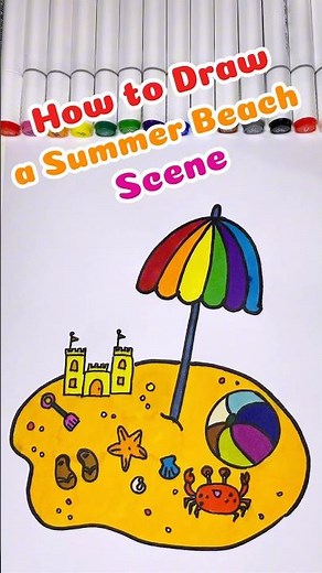 How to Draw a Summer Beach Scene | Easy Drawing for Kids #drawing #easydrawing #howtodraw #tutorial