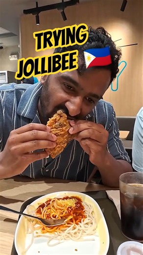 Trying Jollibee for the first time in the Philippines 🇵🇭 #shorts