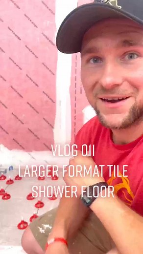 I will teach you how to install large format tile on your shower floor #diy #howto #tutorial #construction #fyp-000 #tooltips #homemade #homeproject # #builder #vlog #woodwork #worker #fyp #homeimprovement | Blakediy