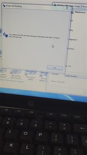 You cannot use this function Epson printer power ink flushing error #shorts #epson #viral #trick