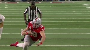 Will Howard had an open field in front of him but tripped on this run after converting on fourth down. Ohio State Football | College Football on ESPN
