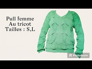 Pull femme col V au tricot…