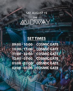 San Francisco - your set times! 💃🏼🕺🏼 Tonight all night long Cosmic Gate at The Midway - so put your dancing shoes on. Get excited for 6 hours of deep - & progressive, melodic techno & trance. Bringing you the deeper tunes of our new album MOSAIIK and of course we gonna drop some of your favorite CG classics. 🚀 Tickets via link in comments | Cosmic Gate
