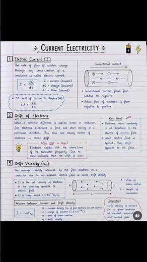 ​Current Electricity Class 12 Physics One Shot Handwritten Notes 📝 Exam Special#shorts #viral#cbse