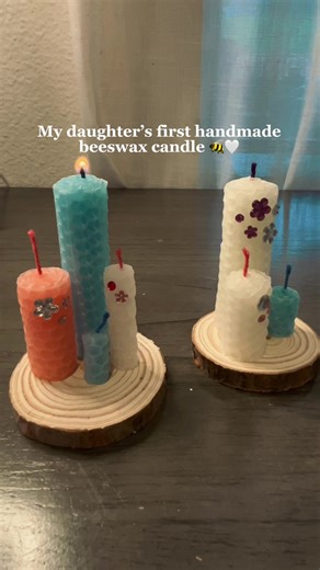 Auntie Megan gifted her a beeswax candle kit for Christmas, and she made her very first candle all by herself 🐝🕯️ Watching the process was so special 🫶🏼 @Mrs. H