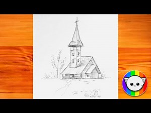 How to Draw a Wooden Church Easy | Pencil Sketch for Beginners