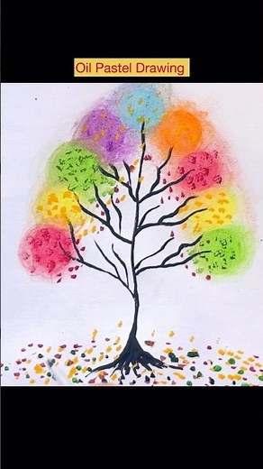 How to draw beautiful simple tree quickly #oilpasteldrawing