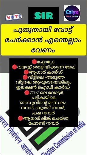 Documents required to add your name in the voters list#sirvoterslist