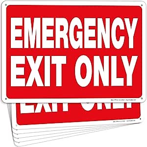 iSYFIX Emergency Exit Only Sign – 6 Pack 10x7 Inch – 40 mil Thick Polystyrene Plastic Sign, Laminated UV, Scratch & Fade Resistance, Waterproof, Indoor & Outdoor, Exit Signs for Exterior.