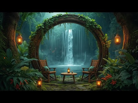 Moonlit Garden of Light ✨ | Enchanted Waterfall Ambience for Deep Relaxation & Inner Peace