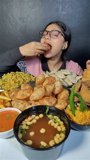 Eating Street Food Challenge | Golgappa, Momos, Samosa | Spicy Maggi Eating #shorts #foodchallenge