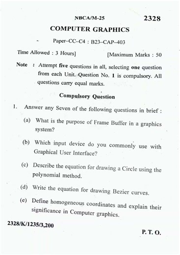 Computer Graphics (NEP) BCA Sem-IV KUK PYQ 2025✌️✌️