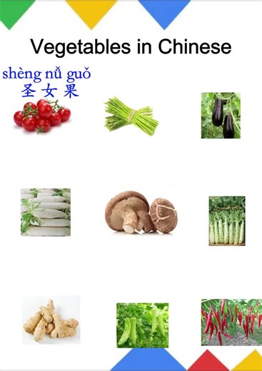 Vegetables in Mandarin - Learning Phrases and Names