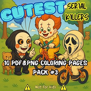Cutest Serial Killers Coloring Book: Dark Humor Adult Coloring Pages (digital Download) - Etsy