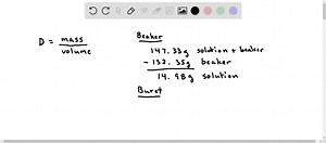 to determine the density of a solution jack first weighs an empty beaker then he uses a buret to add a sample of the solution to the beaker and weighs the beaker again he records his data in the table