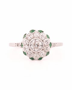 Antique Edwardian Diamond and Emerald Target Ring With Old Cut Centre, Circa 1910 - Etsy UK