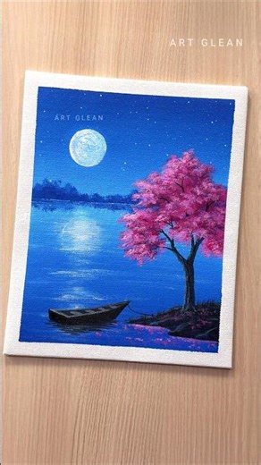 Very Easy Night Painting #shortsfeed #shorts