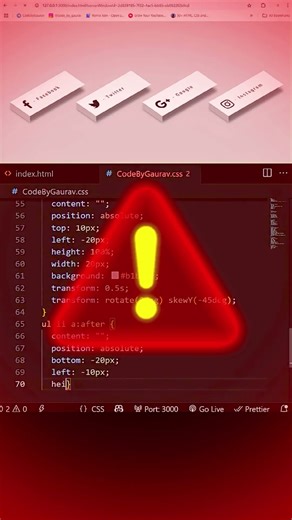 3D CSS Social Tiles with Hover Animation | #webdevelopment #coding #animation #shorts