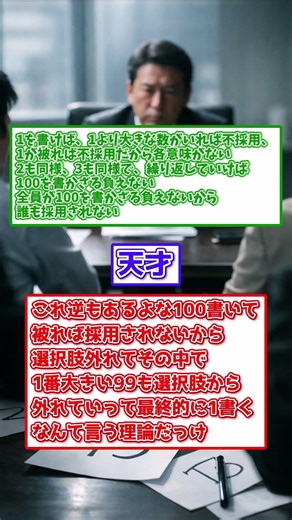 面接官「1〜100で最大を書け。被ったら不採用」←最適解は？#面接対策 #2ch面白いスレ #なんj