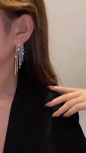 Exquisite Female Long Chain Bling Tassel Earrings Elegent Stud Earrings Women Wedding Daily Drop Dangling Earrings Party Wedding Jewelry Gifts#Earrings#Fashion accessories#Pretty girl