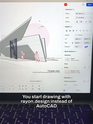 POV: you start drawing with a rayon.design instead of AutoCAD #interiordesignsoftware #aiarchitecture #architecturestudentlife #architecturestudent #architecturetiktok