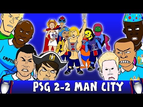 PSG vs MAN CITY 2-2 (UEFA Champions League 2016 Goals Highlights Cartoon Zlatan De Bruyne)