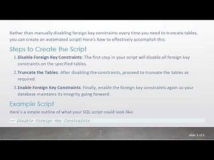 How to Easily Disable Related Foreign Keys in Oracle SQL with a Script
