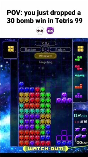 30 KO Win With a 4-Wide Finish in Tetris 99 💀