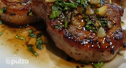 Chuletas de cerdo al ajillo en sartén, le quedarán jugosas y muy tiernas