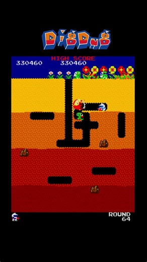 Dig Dug Round 64 - Classic Arcade Gameplay#shorts
