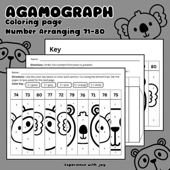 Grade 1 | Agamograph coloring page and math activity to arrange number 71 to 80