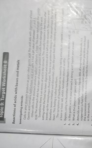 Iopic 9: Target Worksheot BReactions of acids with bases and ... | Filo