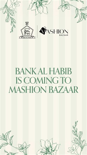 We’re back at Mashion! Join us on 31 January and 1 February 2026 at Moin Khan Academy from 3:00 PM to 11:00 PM. Step into a fun-filled experience with VR Golf, Charm Your Card, Buzz Wire Challenge and more exciting activities. Book your tickets online https://ticketwala.pk/event/mashion-bazaar-basant-edition-4886 MashionxBankALHabib | Mashion Bazaar | Bank AL Habib | Rishta Bharosay Ka | Bank AL Habib Limited