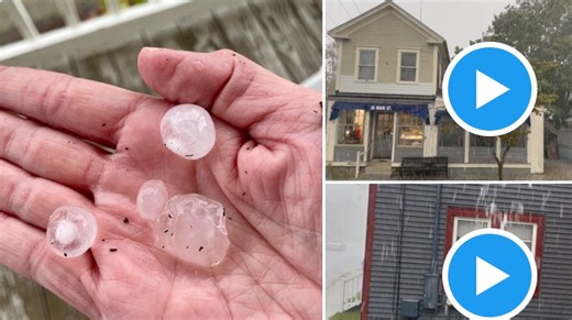 Watch as heavy rain and hail hit Fairhaven in southeast Massachusetts