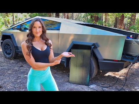 CyberTruck Car Camping with UNLIMITED Solar Power Charging Off Grid