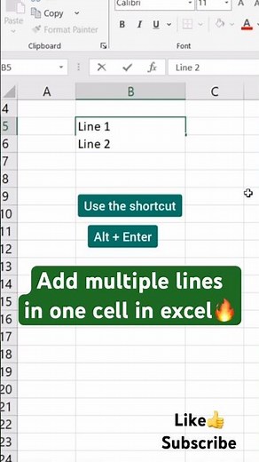 Add multiple lines in one cell in excel #excel #exceltips #exceltricks #videos #excelformula #fypp