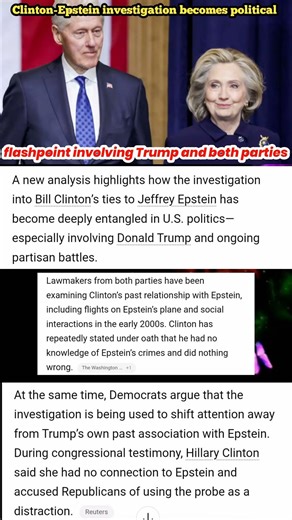 Clinton-Epstein investigation becomes political flashpoint involving Trump and both parties #news