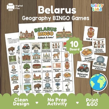 Belarus Geography Bingo Game - Belarusian Symbols & Landmarks Activity Fun Play