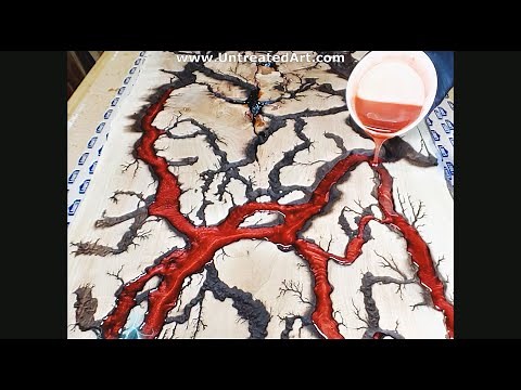 Making a fractal river table with two tone epoxy resin
