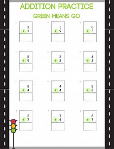 Addition Worksheets Green Means GO - Etsy UK