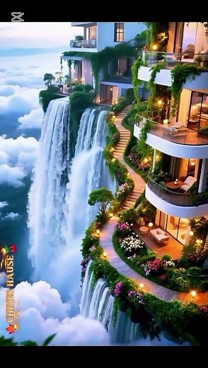 Luxury Waterfall House in the Sky 🌿✨ | Dream Home Above the Clouds"