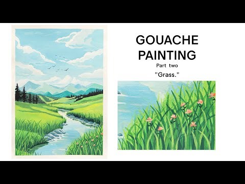 Gouache Painting Tutorial Step by Step | Grass | HIMI Gouache