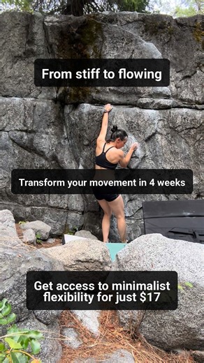 Can't quite reach that hold? Struggling with high steps and heel hooks? It's not your height—it's your mobility. Minimalist Flexibility gives climbers exactly what you need: - 9 climbing-specific mini-routines - Simple 4-week progression - Minimal equipment required - Immediate improvement in your range Transform from stiff and awkward to flowing with grace on the wall. All for just $17 (normally $87). Hundreds of climbers are reaching farther, stepping higher, and climbing with more confidence.