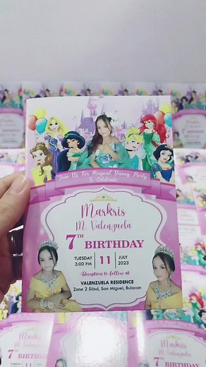 7th Birthday Invitation Ideas | Princess Theme Party | Caimee Digital Printing Shop