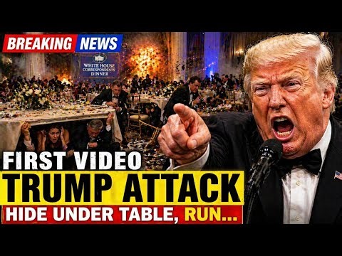 FIRST VIDEO : Trump ATTACKED at White House Correspondents Dinner Guests Told to HIDE UNDER TABLE!