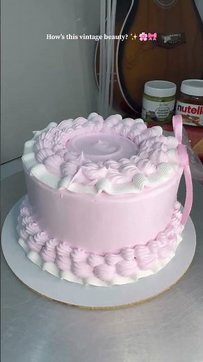 How to Make a Pink Vintage Ribbon Cake | Mokshmanis Cakes | Aesthetic Cake Tutorial #cakes #shorts