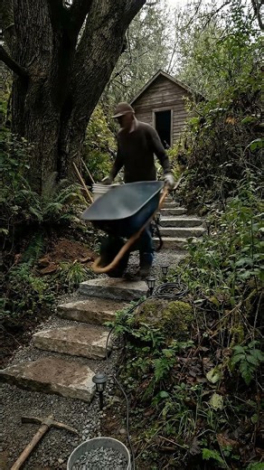 This Hidden Forest Path Became a Magical Cabin Entrance 😍#beforeandafter #timelapse #outdoors #diy