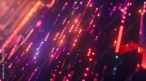 A glowing 3D rendering of a circuit board with binary code and glowing nodes.